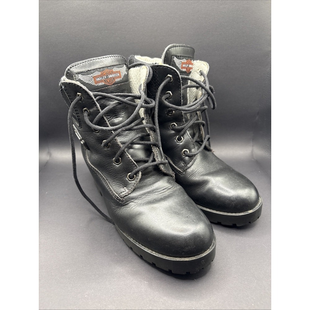Vintage 1998 Harley Davidson Boots MADE IN SPAIN Quilted Leather Women's 7.5